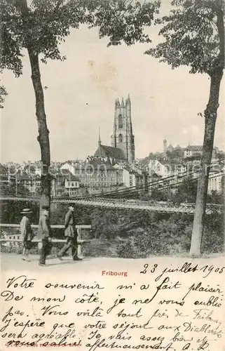 AK / Ansichtskarte Fribourg_FR Panorama mit Kirche Fribourg FR