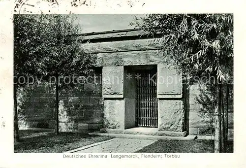 AK / Ansichtskarte 73829098 Langemarck_West-Vlaanderen_Belgie Deutsches Ehrenmal Torbau 