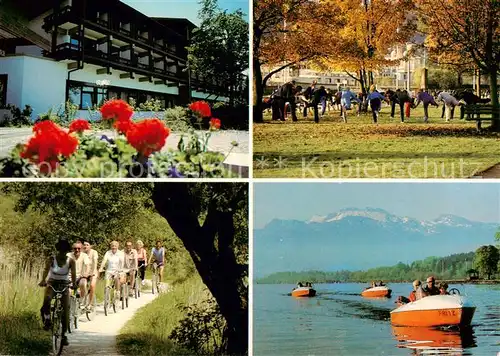 AK / Ansichtskarte 73829385 Prien_Chiemsee Klinik St Irmingard Park Radtour Bootsfahrt Prien Chiemsee