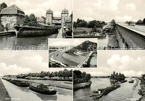 AK / Ansichtskarte 73829420 Minden__Westfalen_Weser Schleuse Westfaelische Pforte Mittelandkanal Bruecke ueber die Weser Mittellandkanal Weserkreuz 