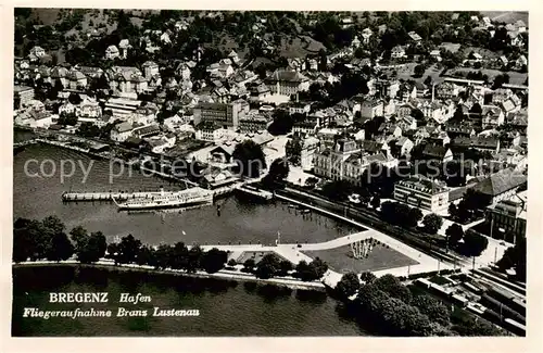 AK / Ansichtskarte 73829644 Bregenz_Vorarlberg_Bodensee Fliegeraufnahme Hafen 