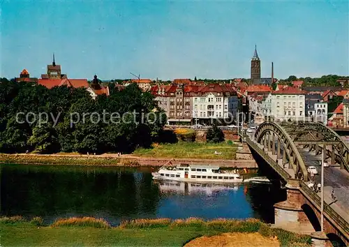 AK / Ansichtskarte 73829676 Minden__Westfalen_Weser Wesertor mit Martini Kirche Dom und Marienkirche 