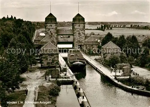 AK / Ansichtskarte 73829701 Minden__Westfalen_Weser Schleusen Anlagen 