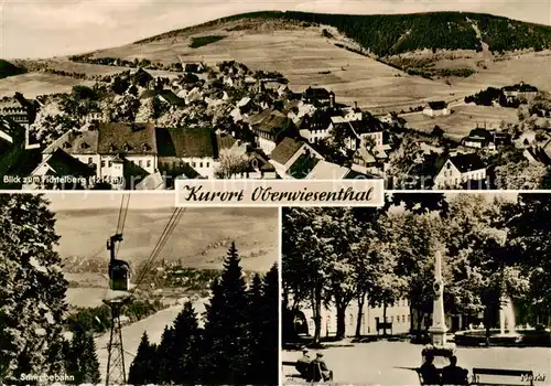 AK / Ansichtskarte 73829760 Oberwiesenthal_Erzgebirge mit Fichtelberg Schwebebahn Markt Oberwiesenthal Erzgebirge