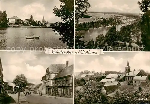 AK / Ansichtskarte 73830922 Guentersberge Gondelteich Panorama Strasenpartie Kirche Guentersberge