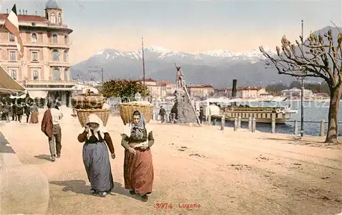 AK / Ansichtskarte Lugano_Lago_di_Lugano_TI Promenade 