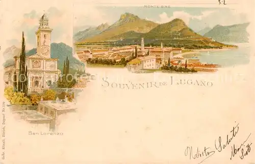 AK / Ansichtskarte Lugano_Lago_di_Lugano_TI Monte Bre e San Lorenzo 