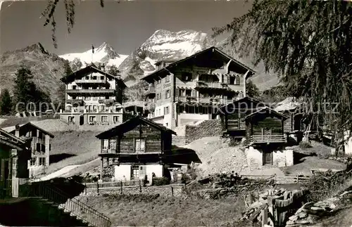 AK / Ansichtskarte Saas Fee_VS Hotel Alphubel und Chalet Schoenegg Fletschhorn Lagginhorn 