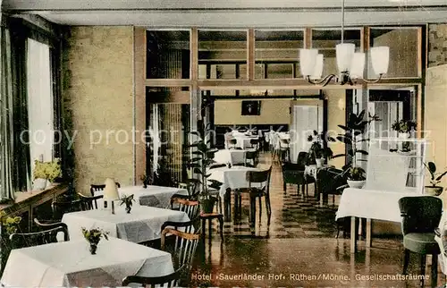 AK / Ansichtskarte 73831932 Ruethen_Moehne Hotel Sauerlaender Hof Gastraum Ruethen Moehne