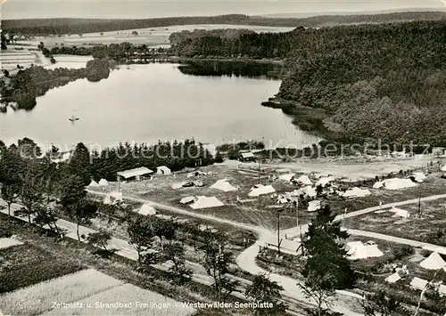 AK / Ansichtskarte 73832030 Freilingen__Westerwald Zeltplatz und Strandbad Westerwaelder Seenplatte Fliegeraufnahme 