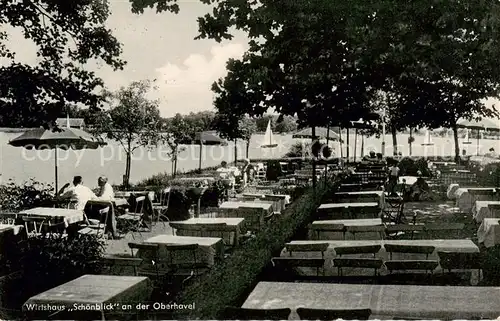 AK / Ansichtskarte Spandau Wirtshaus Schoenblick an der Oberhavel Terrasse Spandau