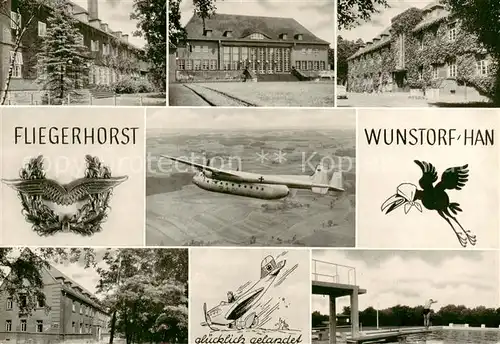 AK / Ansichtskarte Wunstorf Fliegerhorst Flugzeug Freibad Wunstorf