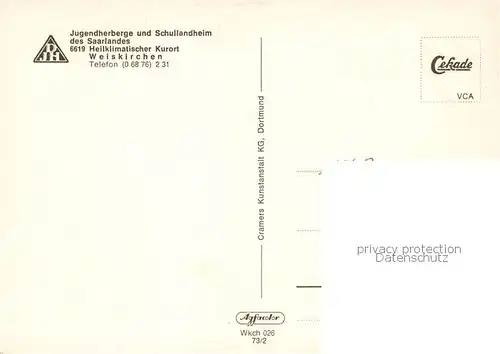 AK / Ansichtskarte Weiskirchen_Saar Jugendherberge und Schullandheim des Saarlande  Weiskirchen Saar