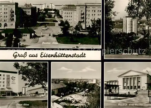 AK / Ansichtskarte Eisenhuettenstadt Pawlow Allee Lenin Allee HO Berggaststaette Friedrich Wolf Theater Diehloer Hoehe Eisenhuettenstadt