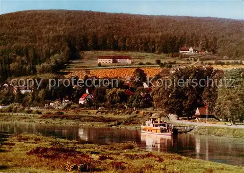 AK / Ansichtskarte Hoexter_Weser Blick zur Jugendherberge und Wilhelmshoehe Hoexter Weser