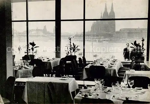 AK / Ansichtskarte Koeln__Rhein Rheinterrasse am Tanzbrunnen mit Blick zum Koelner Dom 