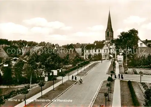 AK / Ansichtskarte Werne__Lippe_Muenster_Westfalen Steinstrasse mit Pfarrkirche 