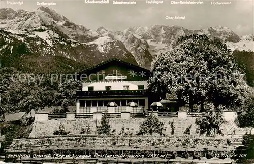 AK / Ansichtskarte Graseck_Garmisch Partenkirchen Forsthaus Graseck mit Dreitorspitze 