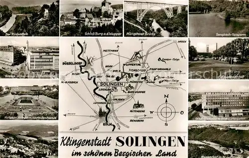 AK / Ansichtskarte Solingen Ruedenstein Schloss Burg Wupper Muengstener Bruecke Sengbach Talsperre Vorspeler Anlagen Stadtsparkasse Wupperhof Widdert Solingen