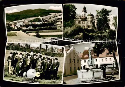 AK / Ansichtskarte Pleystein Panorama Kreuzberg Stadtkapelle Kriegerdenkmal mit Rathaus Pleystein