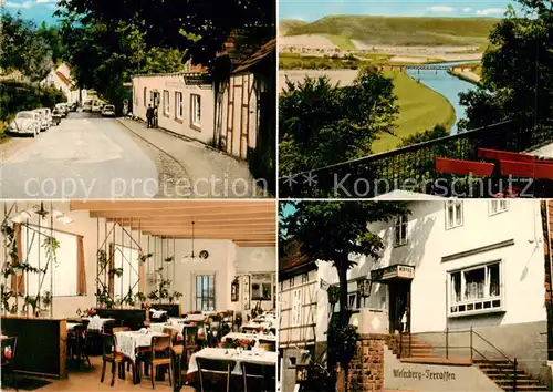 AK / Ansichtskarte Fuerstenberg_Boffzen Weserberg Terrassen und Hotel Fuerstenberg Gaststube Treppenaufgang Strassenpartie Fuerstenberg_Boffzen