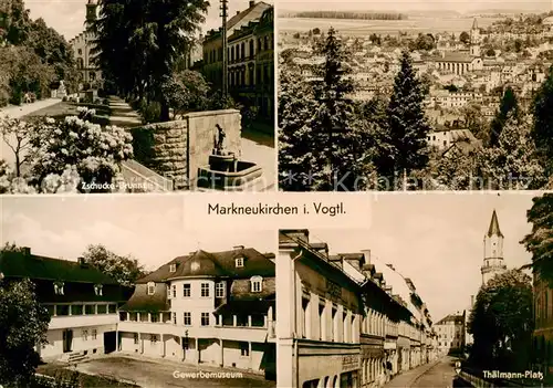 AK / Ansichtskarte Markneukirchen Zschucke Brunnen Panorama Gewerbemuseum Thaelmann Platz Markneukirchen