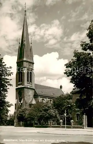 AK / Ansichtskarte 73834982 Rosenheim__Bayern Max Bram Platz mit Ev Kirche 