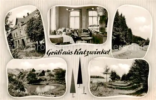 AK / Ansichtskarte 73834995 Katzwinkel_Sieg Gasthof Bornasti Gastraum Schwimmbad Waldweg Katzwinkel Sieg