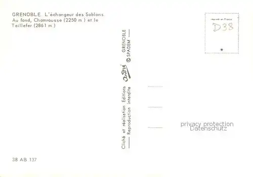 AK / Ansichtskarte Grenoble_38 Echanger des Sablons au fond Chamrousse et le Taillefer Alpes 
