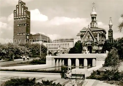 AK / Ansichtskarte 73835453 Darmstadt Tor zu Odenwald und Bergstrasse Hochzeitsturm und russische Kapelle Darmstadt