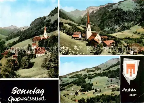 AK / Ansichtskarte 73835687 Sonntag_Buchboden Grosswalsertal Kirche Panorama Sonntag Buchboden