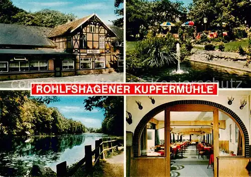 AK / Ansichtskarte Tremsbuettel Rohlsfhagener Kupfermuehle Park Weiher Gastraum Tremsbuettel