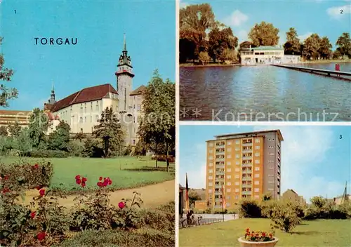 AK / Ansichtskarte Torgau Schloss Hartenfels Schwmmbad Hochhaus Torgau