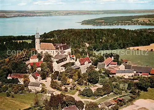 AK / Ansichtskarte Andechs Kloster Andechs am Ammersee Fliegeraufnahme Andechs