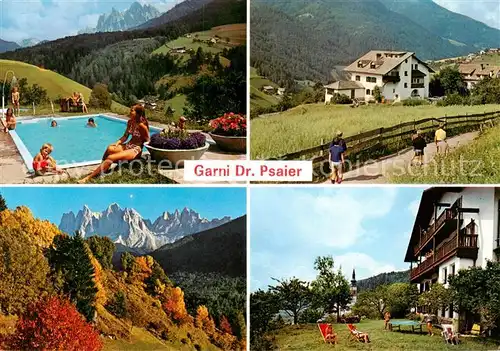 AK / Ansichtskarte Villnoess_Suedtirol_IT Gaestehaus Dr Psaier Garni Pool Panorama Liegewiese 