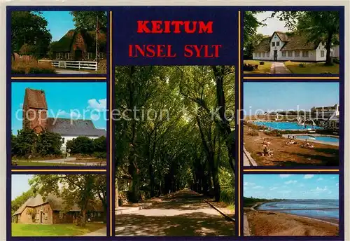 AK / Ansichtskarte Keitum_Sylt Kirche Teilansichten Allee Schwimmbad Strand Keitum Sylt