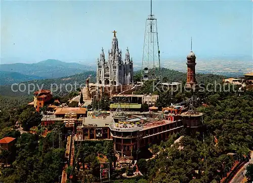 AK / Ansichtskarte 73837261 Barcelona_Cataluna Cumbre Tibidabo Fliegeraufnahme Barcelona Cataluna