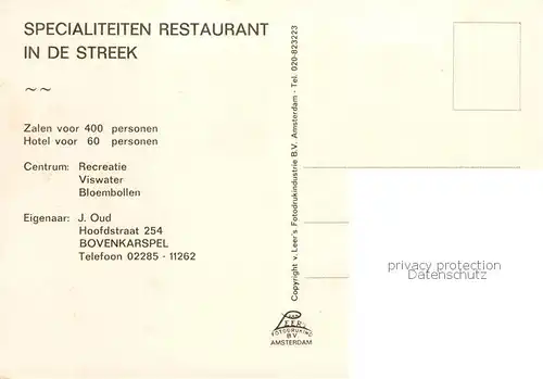 AK / Ansichtskarte 73837298 Bovenkarspel_NL Hotel Restaurant De Halve Maan Gaststube Bar 