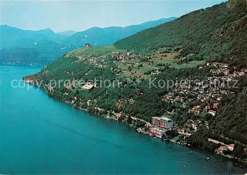 AK / Ansichtskarte  Morcote_Lago_di_Lugano_TI Hotel Olivella au Lac Fliegeraufnahme 