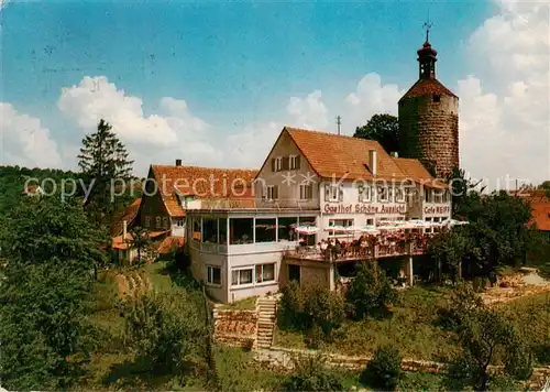 AK / Ansichtskarte Buerg_Winnenden Hoehengasthof Terrassencafe Schoene Aussicht am Turm Buerg Winnenden