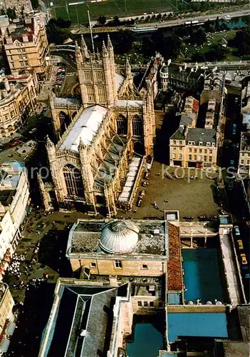 AK / Ansichtskarte 73838293 Bath__UK Aerial view of the Roman Baths Pump Room and Abbey 