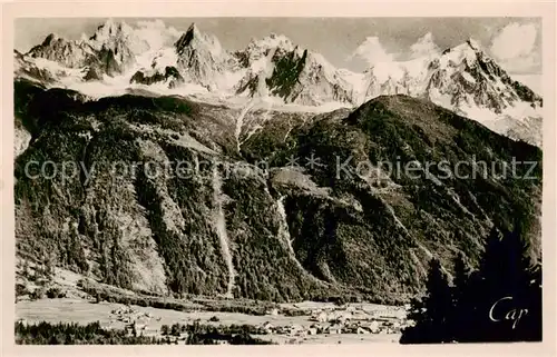 AK / Ansichtskarte  Chamonix_74_Haute-Savoie Panorama Massif du Mont Blanc Les Praz de Chamonix Chaîne des Aiguilles Alpes 