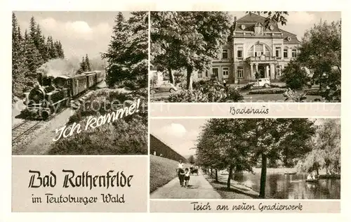 AK / Ansichtskarte Bad_Rothenfelde Dampfzug Badehaus Teich am neuen Gradierwerk Bad_Rothenfelde