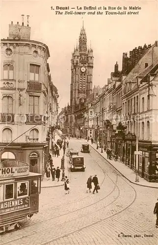 AK / Ansichtskarte  Douai_59_Nord Le Beffroi et la Rue de la Mairie  