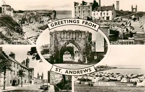 AK / Ansichtskarte St_Andrews__Orkney_Islands_Scotland_UK The Castle The Harbour The Pends Old St Andrews Pier and East Sands from Kinkell Braes 