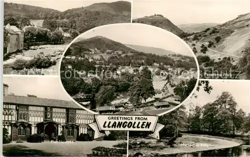 AK / Ansichtskarte Llangollen_Wales_UK From the Bridge Panorama Walk From Barbers Hill Plas Newydd Horseshoe Falls 