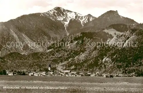 AK / Ansichtskarte Grassau_Chiemgau mit Hochplatte und Friedensrad Grassau Chiemgau