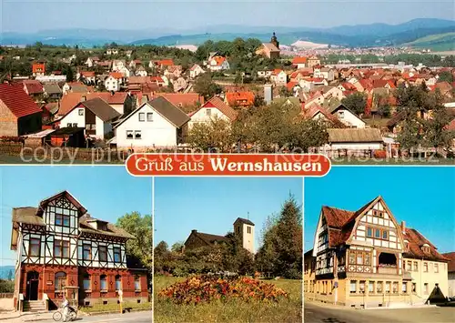 AK / Ansichtskarte Wernshausen Panorama Fachwerkhaeuser Kirche Wernshausen