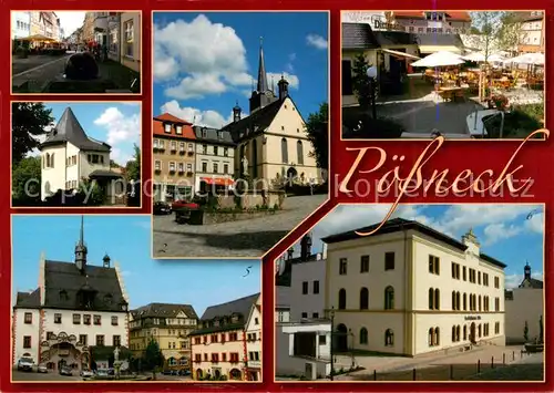 AK / Ansichtskarte Poessneck Fussgaengerzone Stadtkirche Cafe Dittmann Glockenturm Rathaus Bibliothek Poessneck