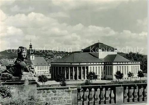 AK / Ansichtskarte 73839606 Saarbruecken Stadttheater Blick vom Schlossgarten Saarbruecken